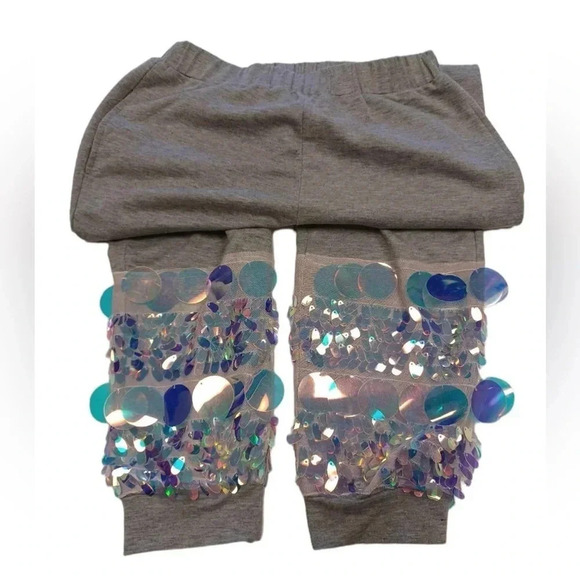Rehab Grey Joggers Opal Hued  Sequins High Rise Size Medium - Picture 7 of 12